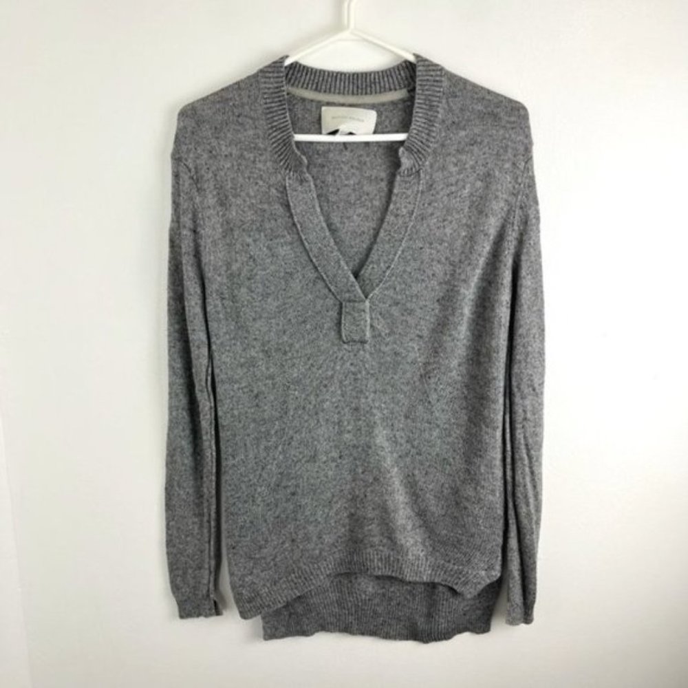 Brochu Walker Grey Viscose & Linen V-Neck Sweater